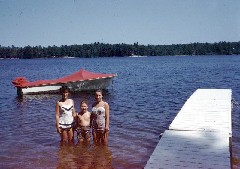 Ruth Bennett McDougal Dorrough, unknown, Ann Bennett; Mousam lake; camp